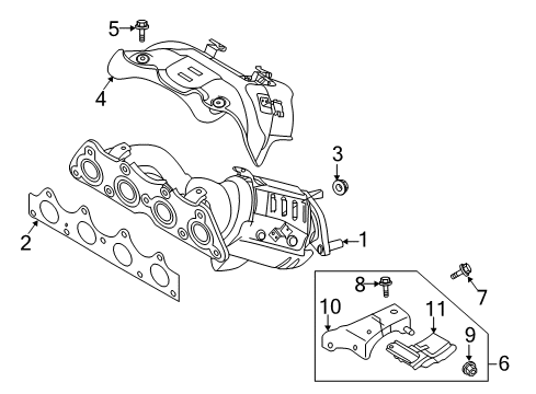 2018 Hyundai Accent Exhaust Manifold Protector-Heat Diagram for 28525-2B801