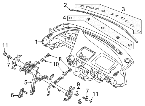 2018 Toyota Yaris iA Cluster & Switches, Instrument Panel Reinforce Beam Center Bracket Diagram for 55347-WB001