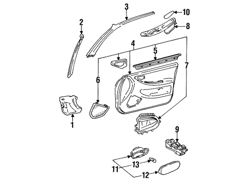 1994 Lexus ES300 Rear Door Weatherstrip Assy, Front Door Glass, Inner Diagram for 68170-32080