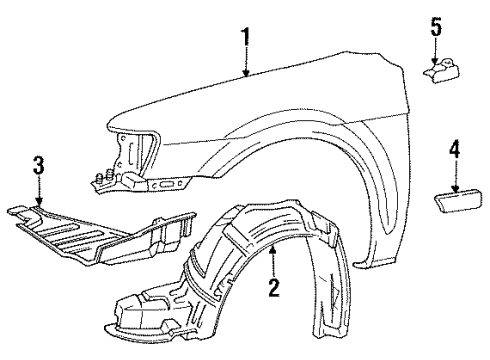 1994 Toyota Tercel Fender & Components, Exterior Trim Edge Guard Diagram for 53825-16020