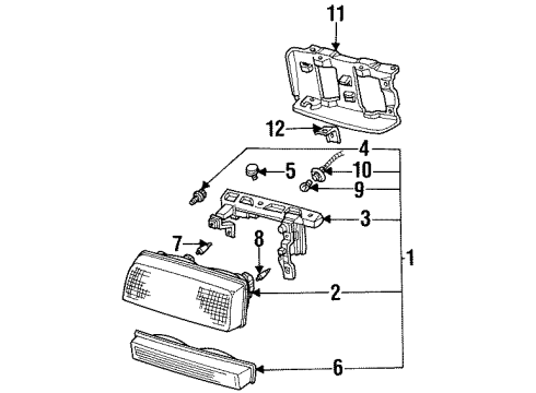 1994 Buick LeSabre Headlamps Lamp, Parking & Turn Signal Diagram for 16512572