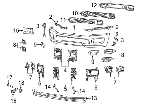 2021 Ram 2500 Bumper & Components - Front Bumper Diagram for 68449573AA