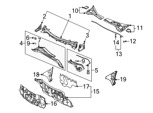 2004 Nissan Murano Cowl Dash-Side, LH Diagram for 67613-CA000