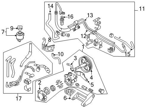 2007 Nissan 350Z P/S Pump & Hoses, Steering Gear & Linkage Hose Assy-Suction, Power Steering Diagram for 49717-AM600