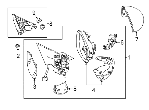 2021 Honda Accord Mirrors Cap, Passenger Side Skull (Crystal Black Pearl) (Side Turn) Diagram for 76201-TVA-A31ZJ