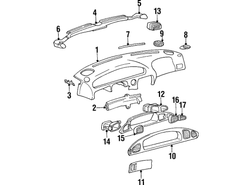 1998 Hyundai Sonata Instrument Panel Crash Pad Assembly-Main Diagram for 84710-35500-AQ