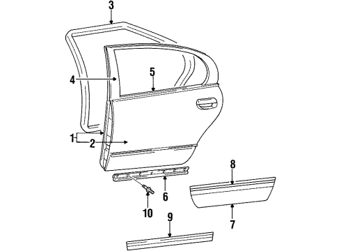 1995 Chrysler New Yorker Rear Door & Components, Exterior Trim Molding-Rear Door Diagram for 5018568AA
