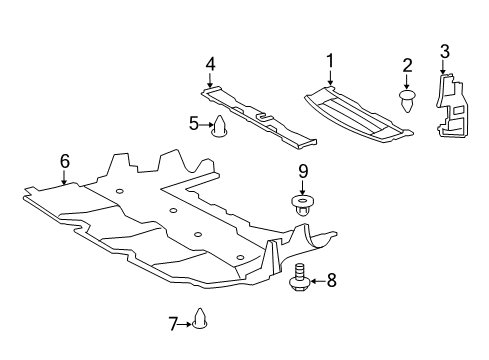 2017 Lexus LS460 Splash Shields Seal, Radiator Support Diagram for 53291-50070