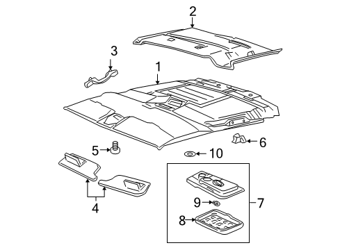 2004 GMC Yukon XL 1500 Interior Trim - Roof Dome Lamp Diagram for 15166042