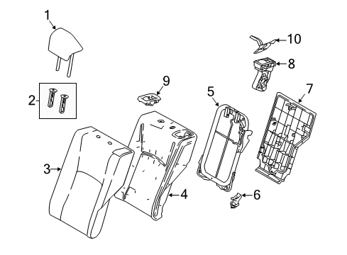 2018 Toyota C-HR Rear Seat Components Seat Back Cover Diagram for 71078-F4050-C4