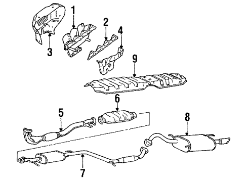1993 Hyundai Elantra Exhaust Components Catalytic Converter Assembly Diagram for 28950-24530