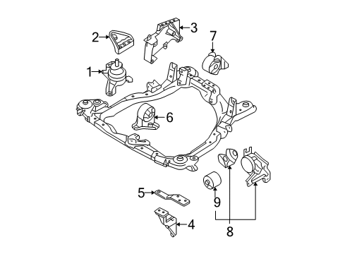 2009 Hyundai Tucson Engine & Trans Mounting Engine Mounting Support Bracket Diagram for 218152E000