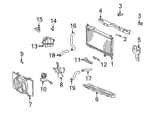 2002 Acura NSX Radiator & Components Bracket B, Expansion Tank Diagram for 19114-PR7-A30