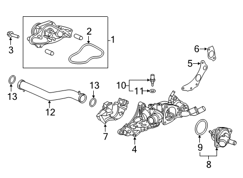 2019 Honda Passport Powertrain Control Gasket, Front Water Passage (Nippon Leakless) Diagram for 19411-5G0-A02