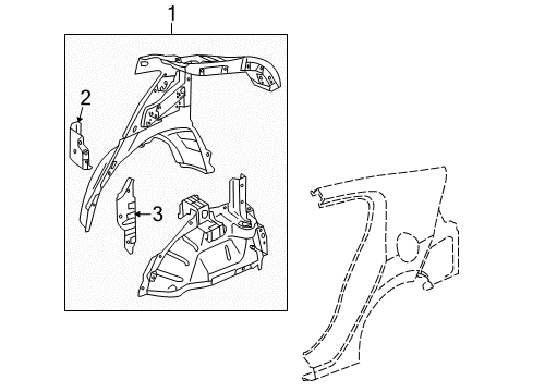 2014 Honda Insight Inner Structure - Quarter Panel Plate, R. Side Sill End Diagram for 64322-TM8-A00ZZ