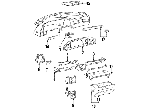 1989 Hyundai Sonata Instrument Panel Cover Assembly-Glove Box Housing Upper Diagram for 84518-33500