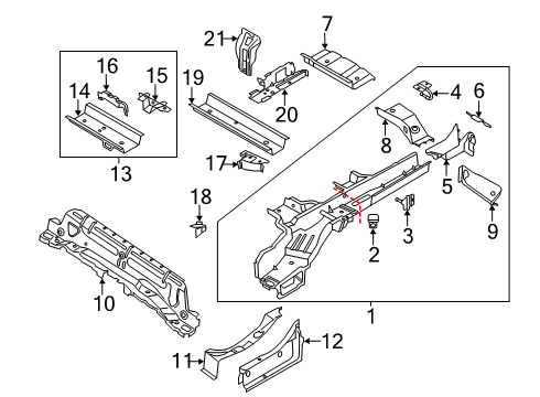 2022 Ford Transit Connect Rails & Components Rail End Diagram for DV6Z-17A750-A