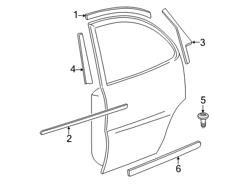 2003 Chevrolet Impala Exterior Trim - Rear Door Molding Asm-Rear Side Door Window Belt Reveal *Black Diagram for 10326933