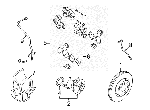 2007 Hyundai Santa Fe Front Brakes Sensor Assembly-Abs Front Wheel , R Diagram for 95671-2B000