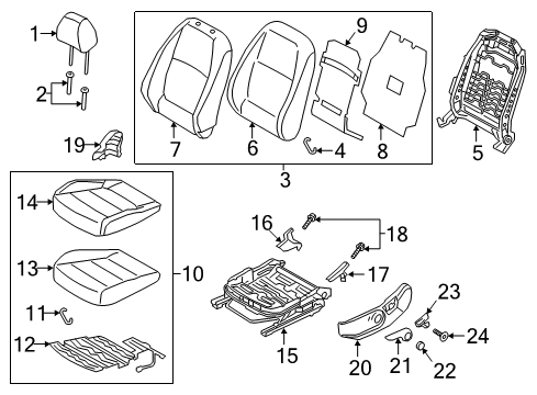 2021 Hyundai Accent Driver Seat Components Guide Assembly-Headrest Diagram for 88722H9000WK