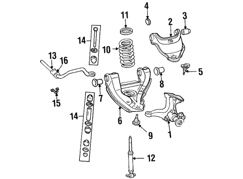 1988 Chevrolet K1500 Front Suspension Components, Lower Control Arm, Upper Control Arm, Stabilizer Bar Steering Knuckle Assembly Diagram for 18060551