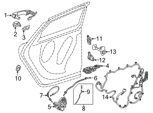 2016 Chevrolet Impala Rear Door - Lock & Hardware Lock Cable Diagram for 22744528