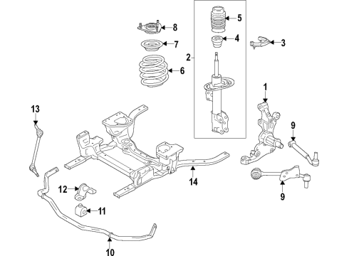2016 Ford Mustang Front Suspension Components, Lower Control Arm, Stabilizer Bar Rear Lower Control Arm Diagram for FR3Z-3079-C