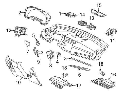 2020 Honda CR-V Cluster & Switches, Instrument Panel Garnish Assy., Driver *YR544L* (WILD OLIVE WOOD) Diagram for 77210-TLA-A11ZA