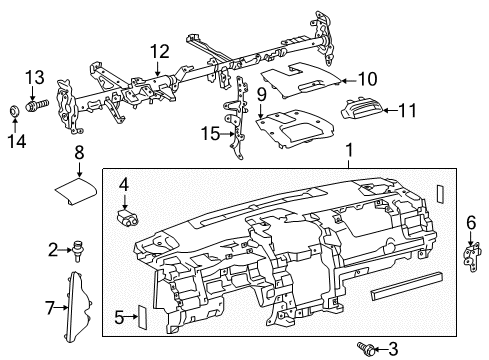 2013 Toyota Camry Cluster & Switches, Instrument Panel Instrument Panel Diagram for 55301-06260-C0