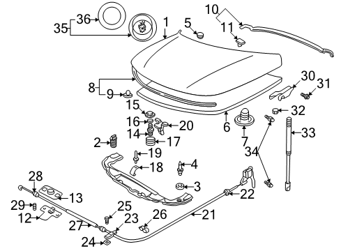 2001 Saab 9-5 Hood & Components, Exterior Trim Adjust Nut Diagram for 11900452