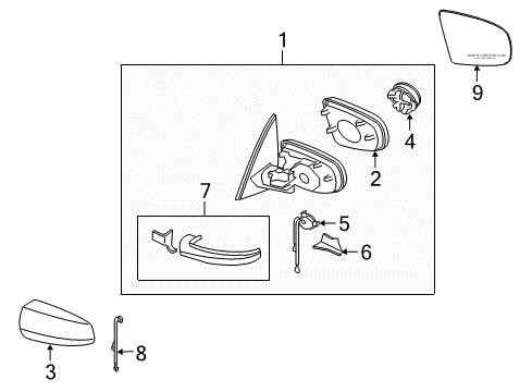 2011 BMW X5 Outside Mirrors Mirror Glass, Plane, Left Diagram for 51167298161