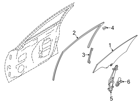 2020 Nissan Altima Front Door Glass Door Window LH Diagram for 80301-6CA0A