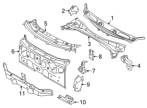 2021 BMW X1 Cowl LEFT INTERIOR COLUMN A Diagram for 41007402011