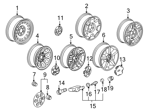 2008 Chevrolet Tahoe Wheels Wheel Diagram for 9597195