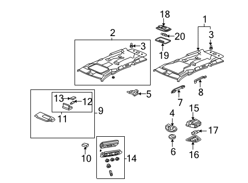 2008 Honda Odyssey Auxiliary Heater & A/C Finish Assy., Roof Outlet *G64L* (OLIVE) Diagram for 83227-S0X-A01ZD