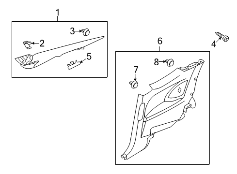 2014 Hyundai Genesis Coupe Interior Trim - Quarter Panels Trim Assembly-Rear Pillar LH Diagram for 85850-2M000-9P