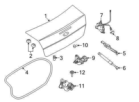 2008 Ford Focus Trunk Latch Diagram for 8S4Z-5443200-B