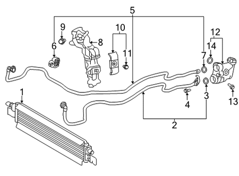 2021 Toyota GR Supra Oil Cooler Outlet Tube Clamp Diagram for 32923-WAA01