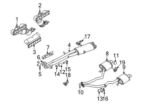 2003 BMW X5 Exhaust Components Catalytic Converter Exhaust System Parts Diagram for 18307500542