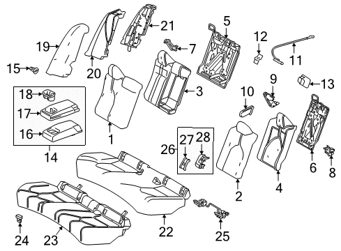 2018 Toyota Camry Rear Seat Components Seat Back Cover Diagram for 71078-33B10-A2