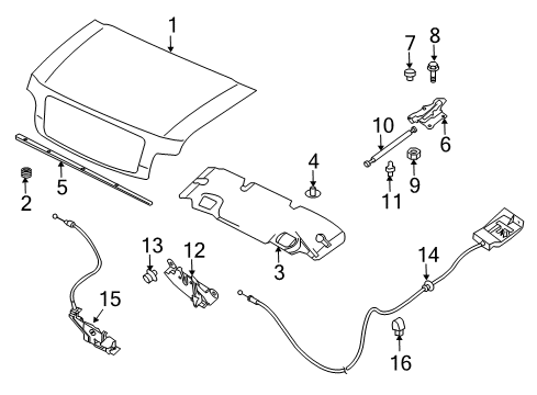 2004 Infiniti QX56 Hood & Components Stay Assy-Hood, LH Diagram for 65471-7S600