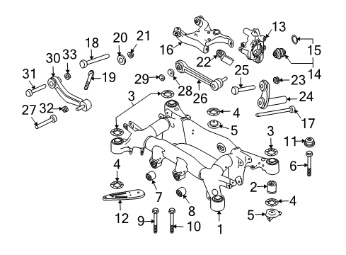 2008 BMW 535xi Rear Suspension, Lower Control Arm, Upper Control Arm, Ride Control, Stabilizer Bar, Suspension Components Left Swing Part Diagram for 33326758713