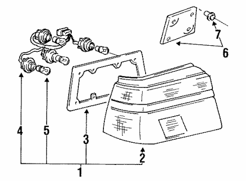 1993 Mitsubishi Precis Bulbs Knob Assembly-Rear Combination Lamp Cover Mounting Diagram for 92485-24000-AQ