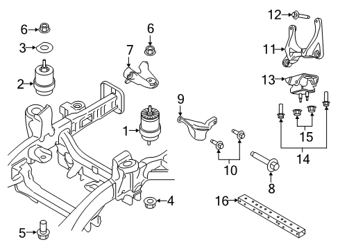 2019 Ford Ranger Engine & Trans Mounting Transmission Mount Bracket Diagram for EB3Z-6068-A