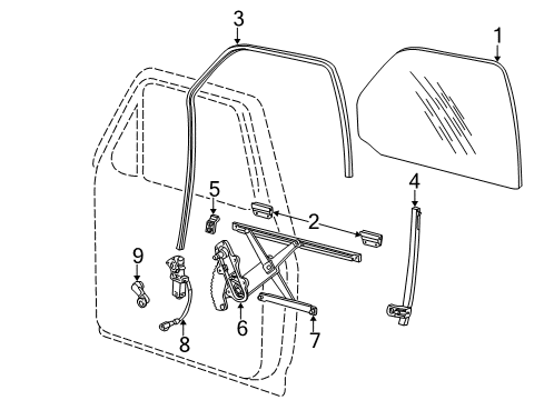 1995 Ford Explorer Door - Glass & Hardware Regulator Diagram for F57Z7823200A