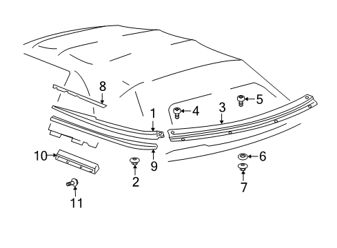 2002 Toyota Solara Exterior Trim - Convertible Top Spacer Diagram for 61668-AA010