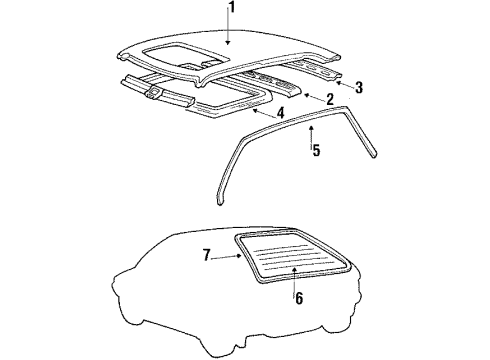 1986 Hyundai Excel Roof & Back Glass Glass-Rear Window Diagram for 87111-21070