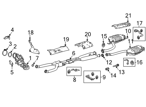 2020 Lexus LS500 Exhaust Components INSULATOR Sub-Assembly Diagram for 58043-50050