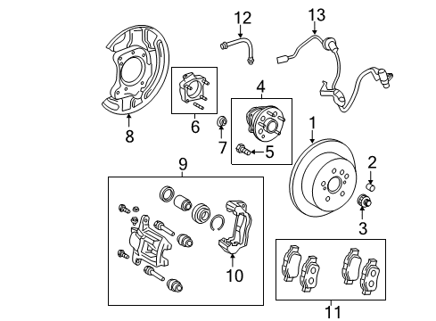 2014 Toyota Sienna Rear Brakes Cylinder Kit, Disc Brake, Rear Diagram for 04479-0E020