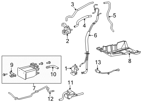 2007 Toyota Sienna Emission Components PCV Valve Diagram for 12204-31040